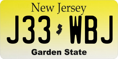 NJ license plate J33WBJ