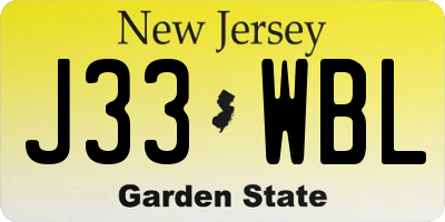 NJ license plate J33WBL