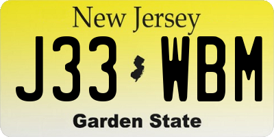NJ license plate J33WBM