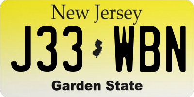 NJ license plate J33WBN