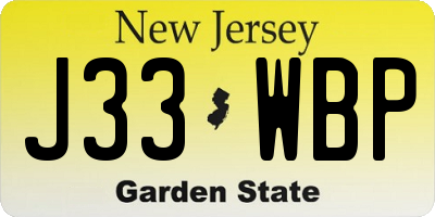 NJ license plate J33WBP