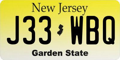 NJ license plate J33WBQ