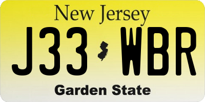 NJ license plate J33WBR