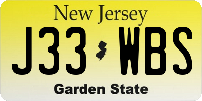 NJ license plate J33WBS