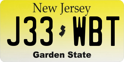 NJ license plate J33WBT
