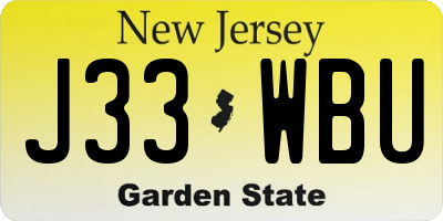 NJ license plate J33WBU