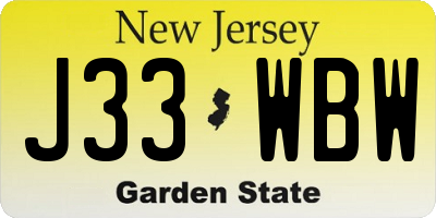 NJ license plate J33WBW