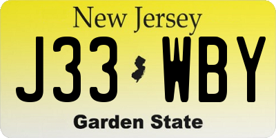 NJ license plate J33WBY
