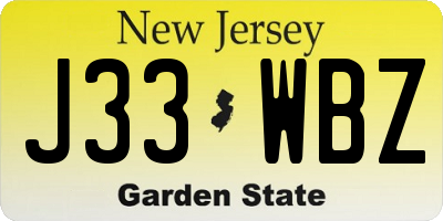 NJ license plate J33WBZ