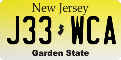 NJ license plate J33WCA