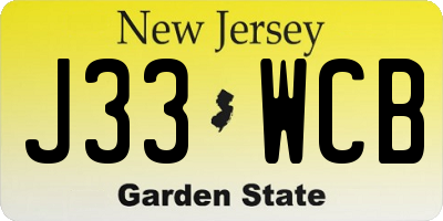 NJ license plate J33WCB