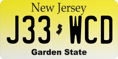 NJ license plate J33WCD