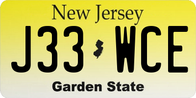 NJ license plate J33WCE