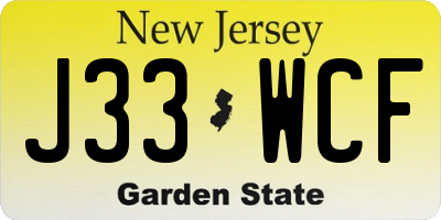 NJ license plate J33WCF