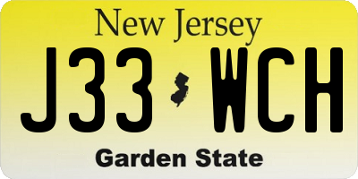 NJ license plate J33WCH