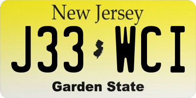 NJ license plate J33WCI
