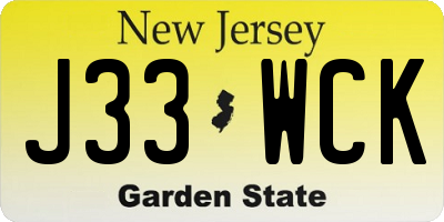 NJ license plate J33WCK