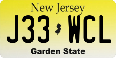 NJ license plate J33WCL