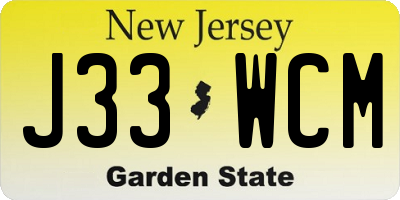 NJ license plate J33WCM
