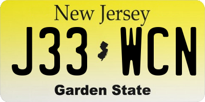 NJ license plate J33WCN