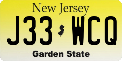 NJ license plate J33WCQ