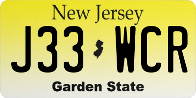 NJ license plate J33WCR