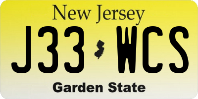 NJ license plate J33WCS