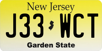 NJ license plate J33WCT