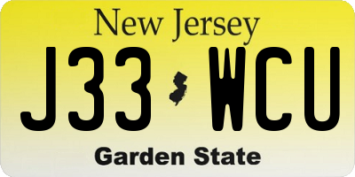 NJ license plate J33WCU