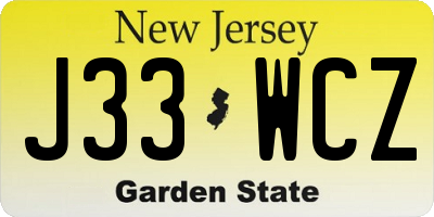 NJ license plate J33WCZ