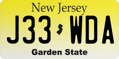 NJ license plate J33WDA