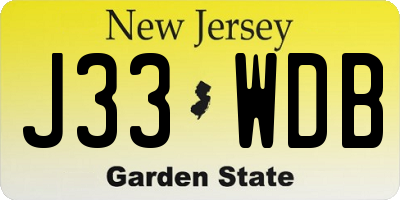 NJ license plate J33WDB