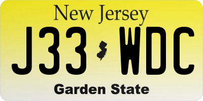NJ license plate J33WDC