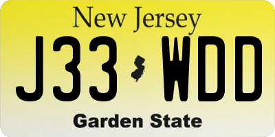 NJ license plate J33WDD