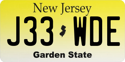 NJ license plate J33WDE