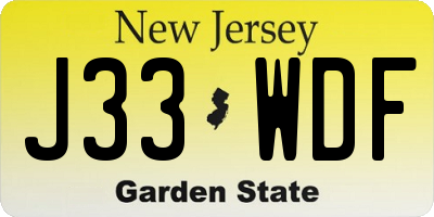 NJ license plate J33WDF