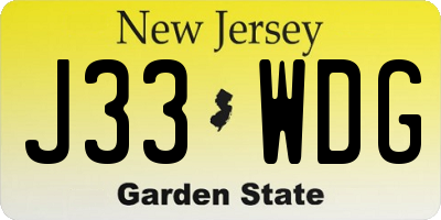 NJ license plate J33WDG