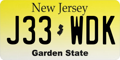 NJ license plate J33WDK