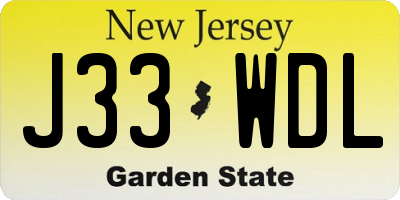NJ license plate J33WDL