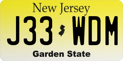 NJ license plate J33WDM