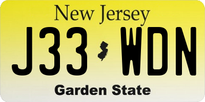 NJ license plate J33WDN