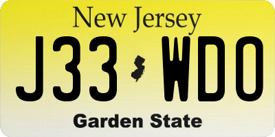 NJ license plate J33WDO