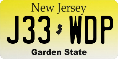 NJ license plate J33WDP