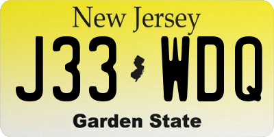 NJ license plate J33WDQ