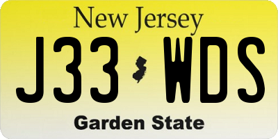 NJ license plate J33WDS