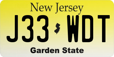 NJ license plate J33WDT