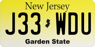 NJ license plate J33WDU