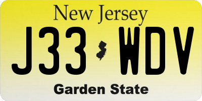 NJ license plate J33WDV