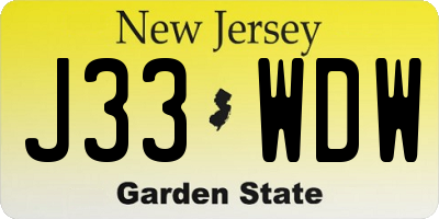NJ license plate J33WDW