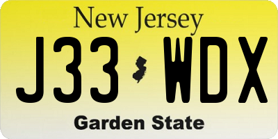 NJ license plate J33WDX